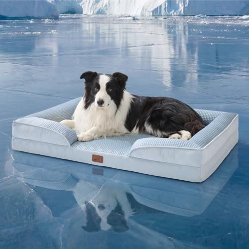 Bedsure Pet Bed Mat in 42"l X 32"w X 6.5"th, Cooling Blue