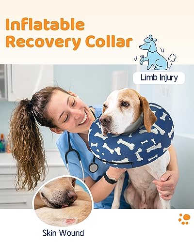 Supet Animal Recovery Collar Cone in S(Neck 7"-9.5"), T Bone Navy