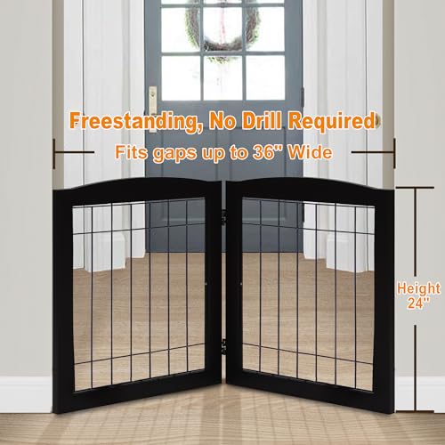 LZRS Temporary Gate in 24"Height-2 Panel, Black