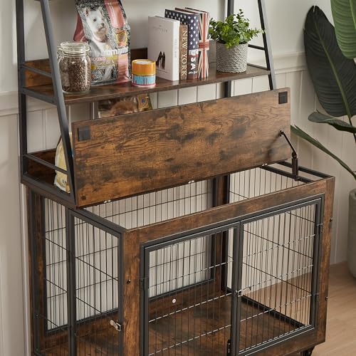 NicBex Animal Cage in 38.6"L x 25.2"W x 56.9"H, Rustic Brown