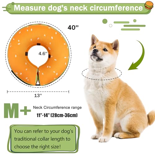 Cneo Animal Recovery Collar Cone in M+（neck 11"-14"）, Hamburger