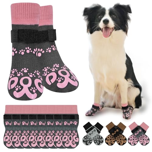 ROUWINNE Paw Hoof Protector in S(Pack of 8), Dark Grey and Pink