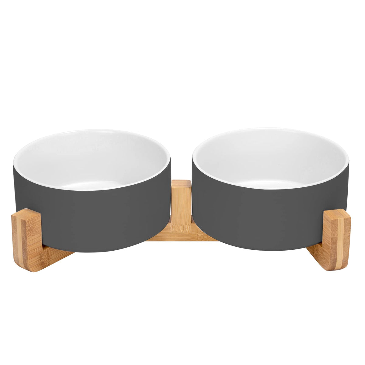 SPUNKYJUNKY Pet Feeder in 3.6 cups, White-Grey × 2