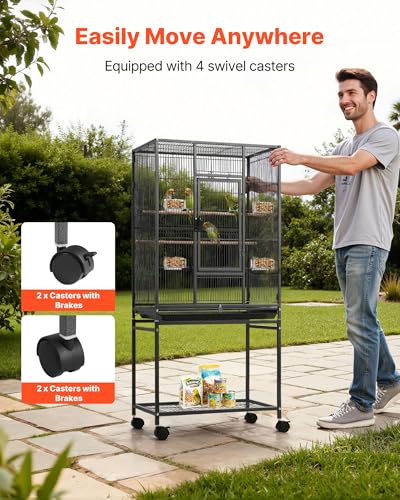VEVOR Animal Cage in 24.6"L x 16.7"W x 53.9"H, Black