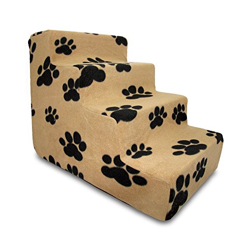 Best Pet Supplies Animal Stair in H: 18 Inches, Paw Print on Beige