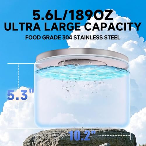 LQPBDFDC Animal Water Dispenser in 5.6L-Round, silver