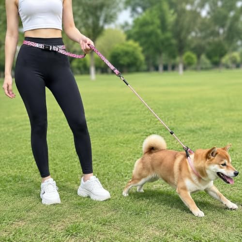 kazazoo Leash in Adjustable (5.5Ft To 8.5Ft), Pink Leopard