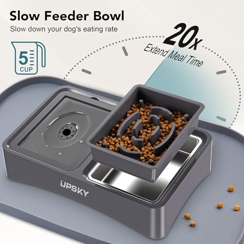 UPSKY Pet Feeder in N-3 in 1 with Mat (Grey)