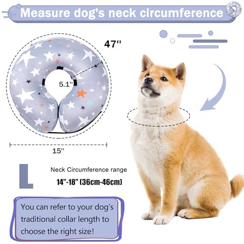 Cneo Animal Recovery Collar Cone in L（neck 14"-18"）, Grey