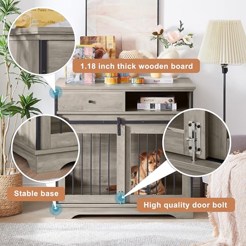 NicBex Animal Cage in 35.4"L x 23.6"W x 33.5"H, Grey