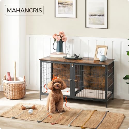 MAHANCRIS Animal Cage in 43.3"L x 21.7"W x 26.4"H, Rustic Brown