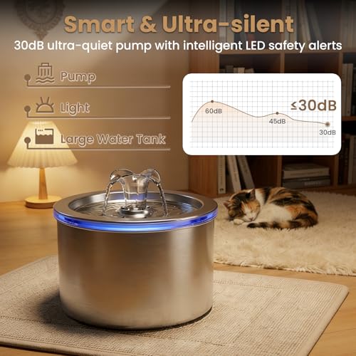 Zvaiv Animal Water Dispenser in Silver+ 3 Filters + 3 Pump Sponges