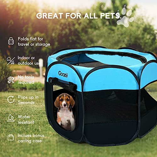 Goozii Pet Playpen in S [29" x 29" x 17"], Blue