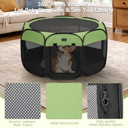 A 4 Pet Pet Playpen in S(29.92"x29.92"x16.5"), Green+Black