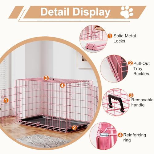 FDW Animal Cage in 48.0"L x 29.0"W x 31.0"H, Pink