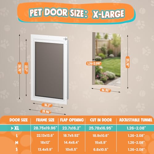 Tiylibe Pet Door in XLarge, White