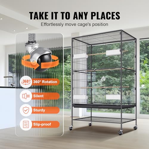 VEVOR Animal Cage in 31.1"L x 20.1"W x 52.0"H, Black
