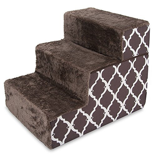 Best Pet Supplies Animal Stair in H: 16.5 Inches (Foldable), Brown Lattice Print