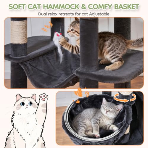 Taoqimiao Pet Activity Structure in 79 inch, Smoky Gray