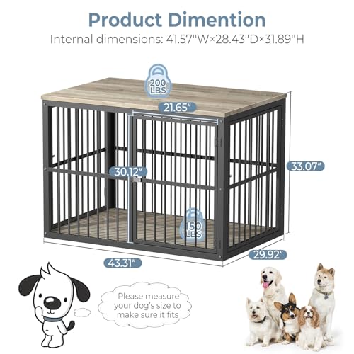 Lyromix Animal Cage in 43.3"L x 29.9"W x 33.1"H, Ancient gray