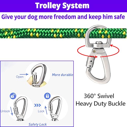 SIAELT Leash in 50Ft, Green for 2dogs