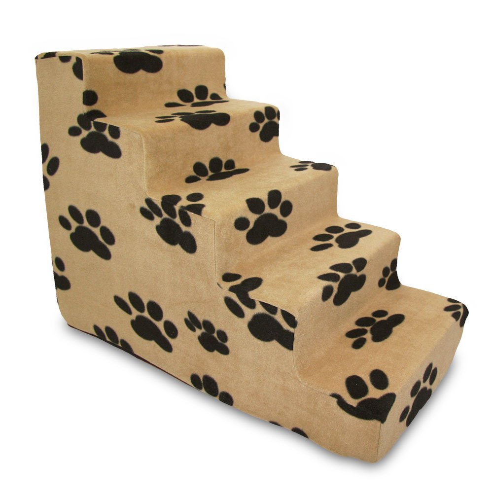 Best Pet Supplies Animal Stair in H: 13.5 Inches, Paw Print on Beige