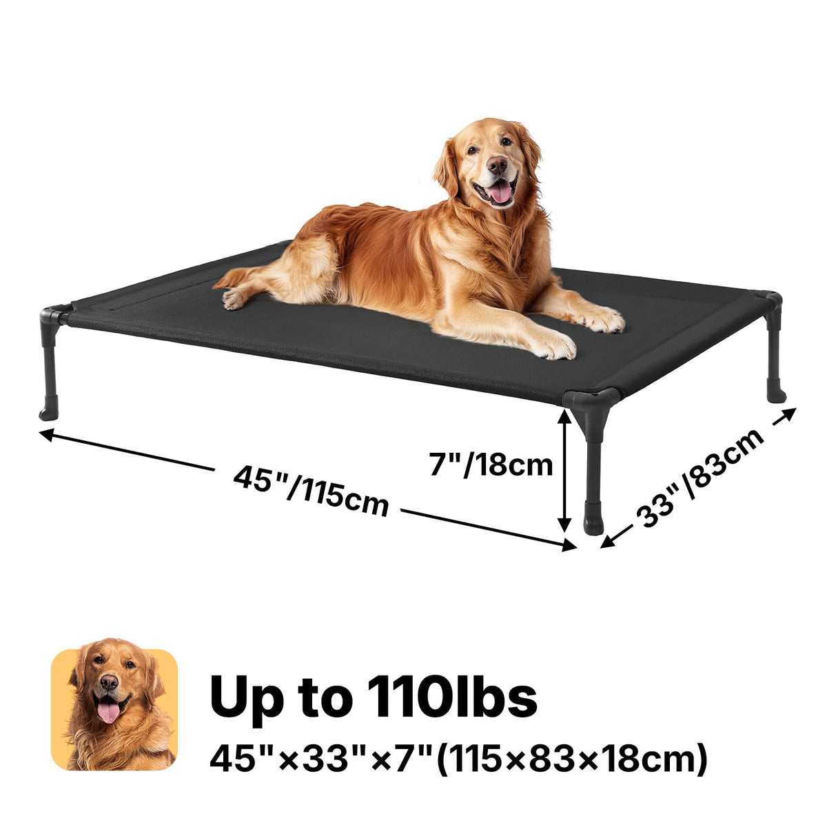 Veehoo Pet Bed Mat in 45.0"L x 33.0"W x 7.0"Th, Black
