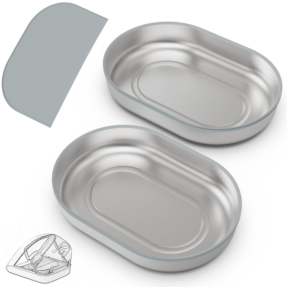 Baofum Pet Feeder in Silver Bowls