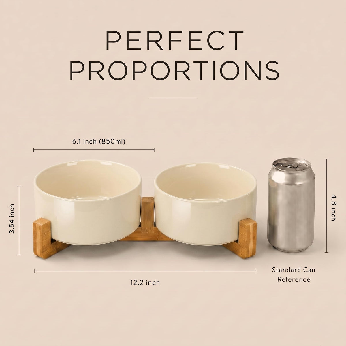 SPUNKYJUNKY Pet Feeder in 3.6 cups, Beige × 2