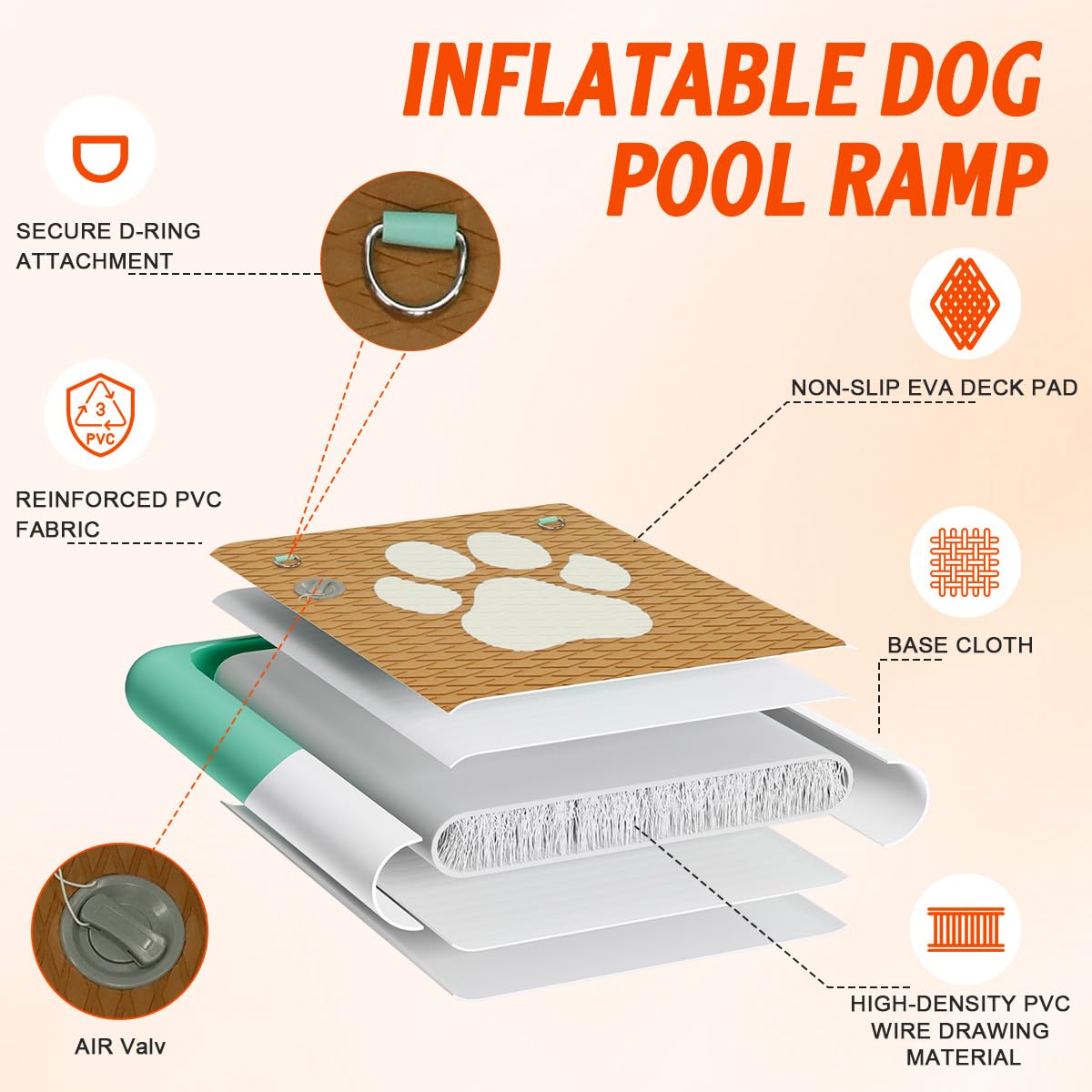 FBSPORT Ramp in 59"*39"*6", Teal&orange White