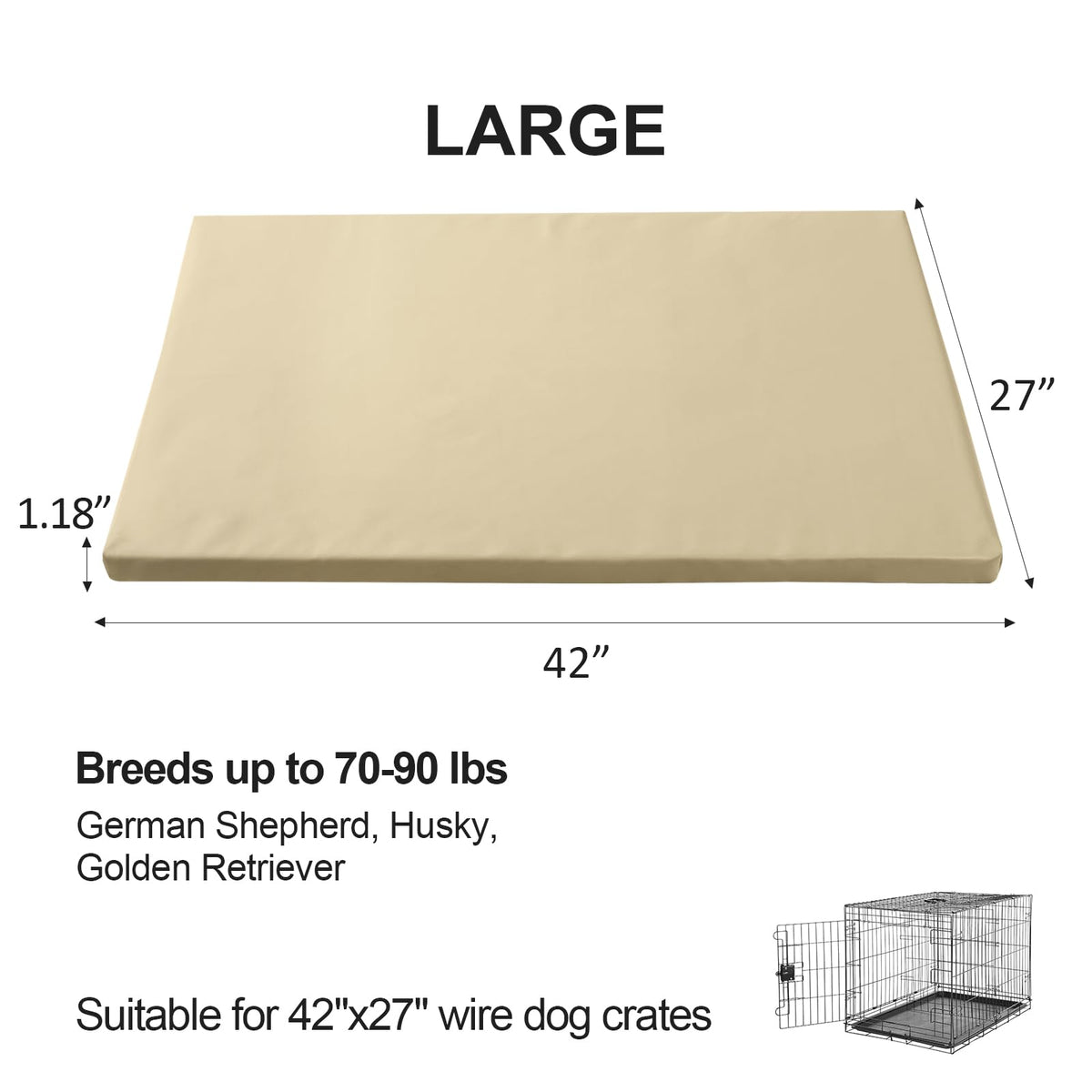 Liliowons Pet Bed Mat in 42"L x 27"W, Khaki