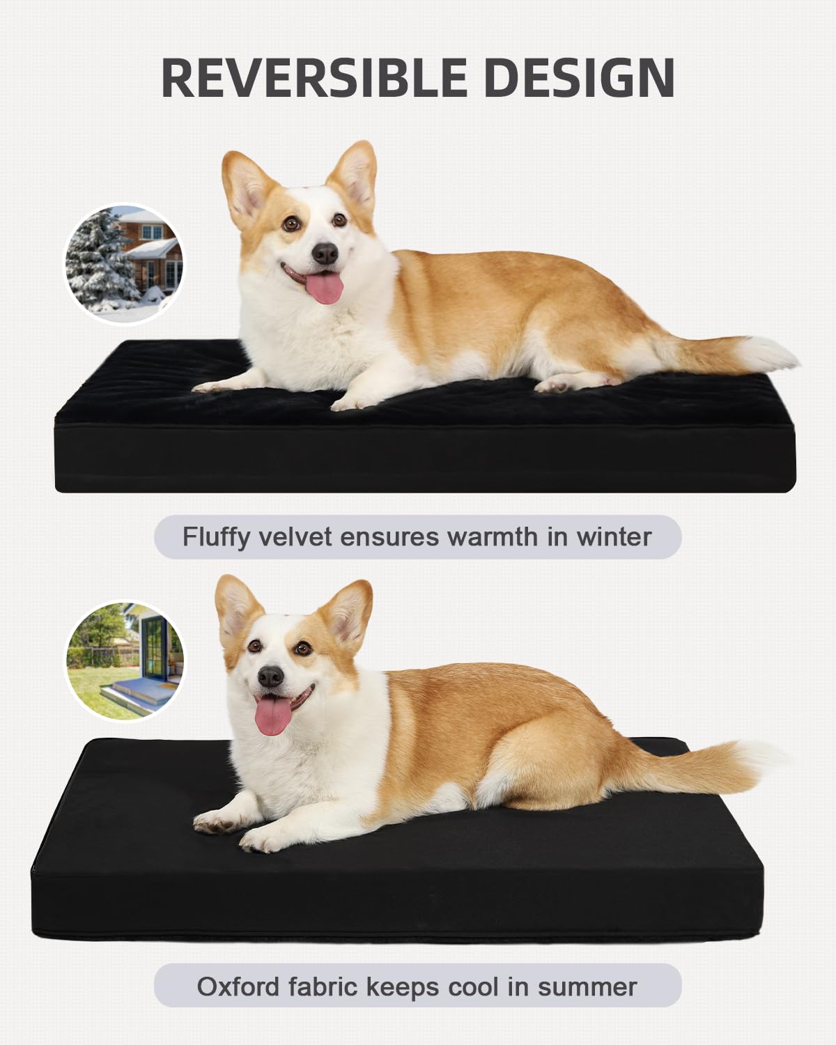 KSIIA Pet Bed Mat in 23.0"L x 17.0"W x 3.0"Th, Black