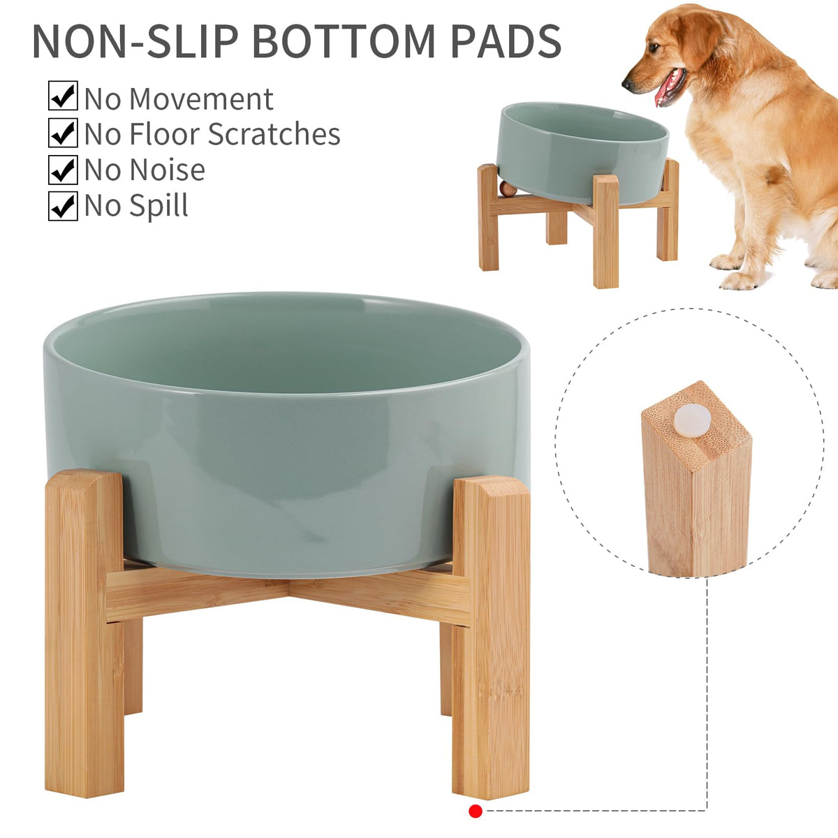 DJJJOOYS Pet Feeder in Slanted Small Dog Bowl, Light Green