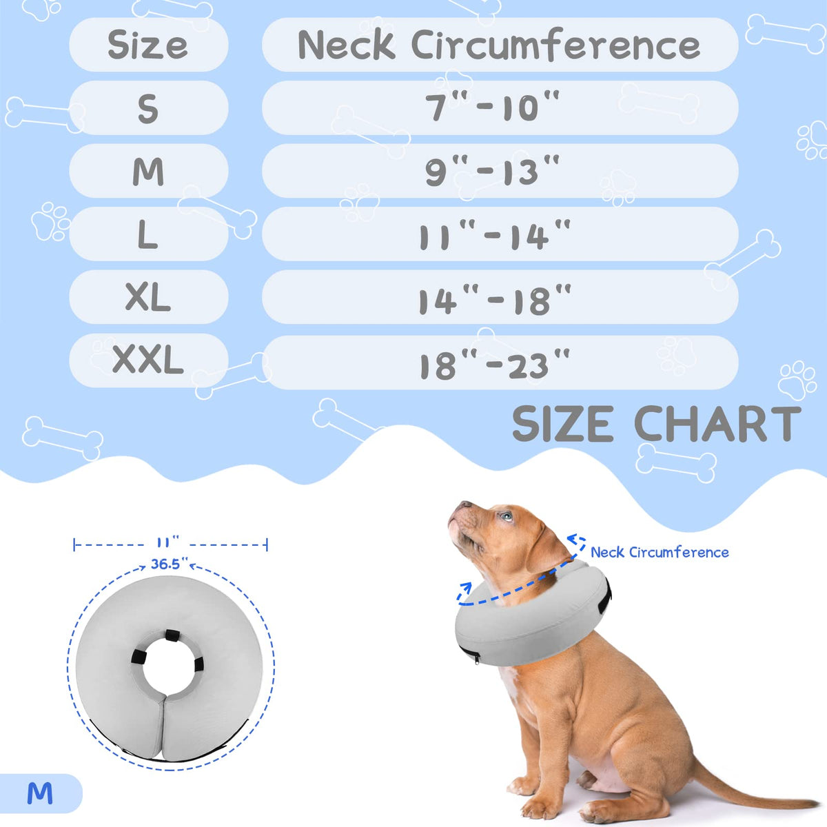 Supet Animal Recovery Collar Cone in M(Neck 9"-12.5"), Solid Grey