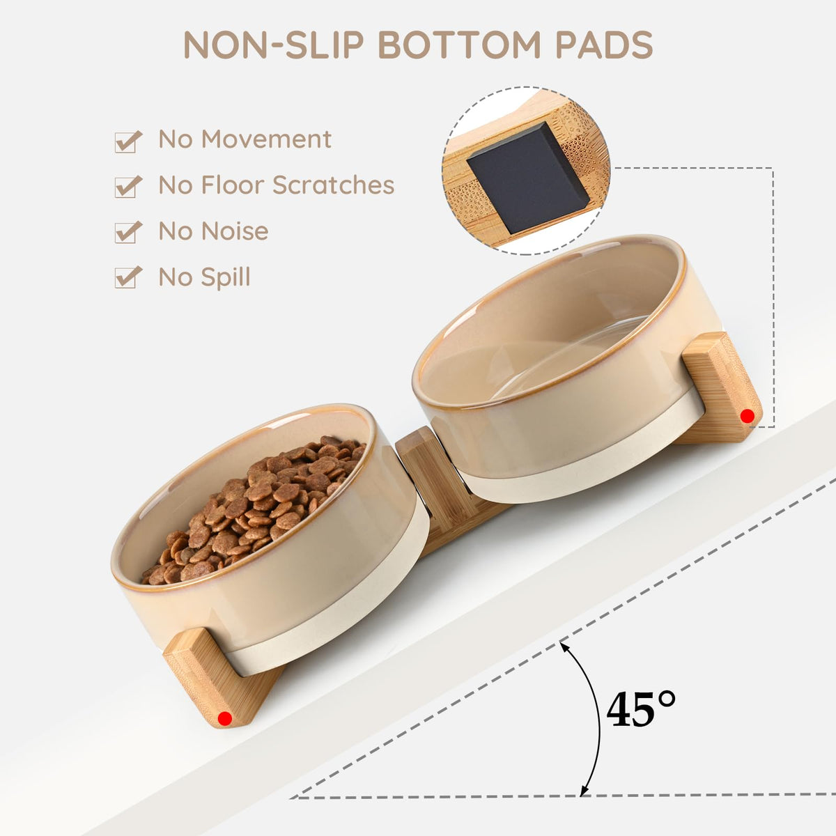 SPUNKYJUNKY Pet Feeder in 1.7 cups, Pattern Brown × 2