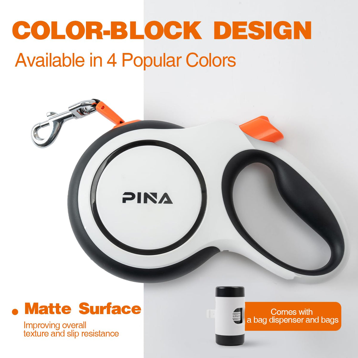 Pina Leash in 26 ft, White