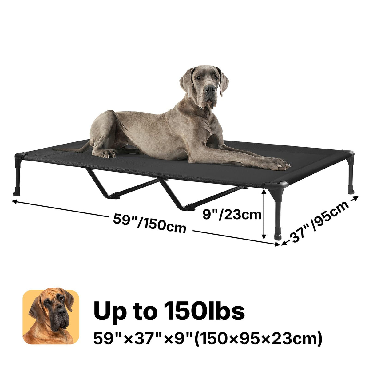 Veehoo Pet Bed Mat in 59.0"L x 37.5"W x 9.0"Th, Black