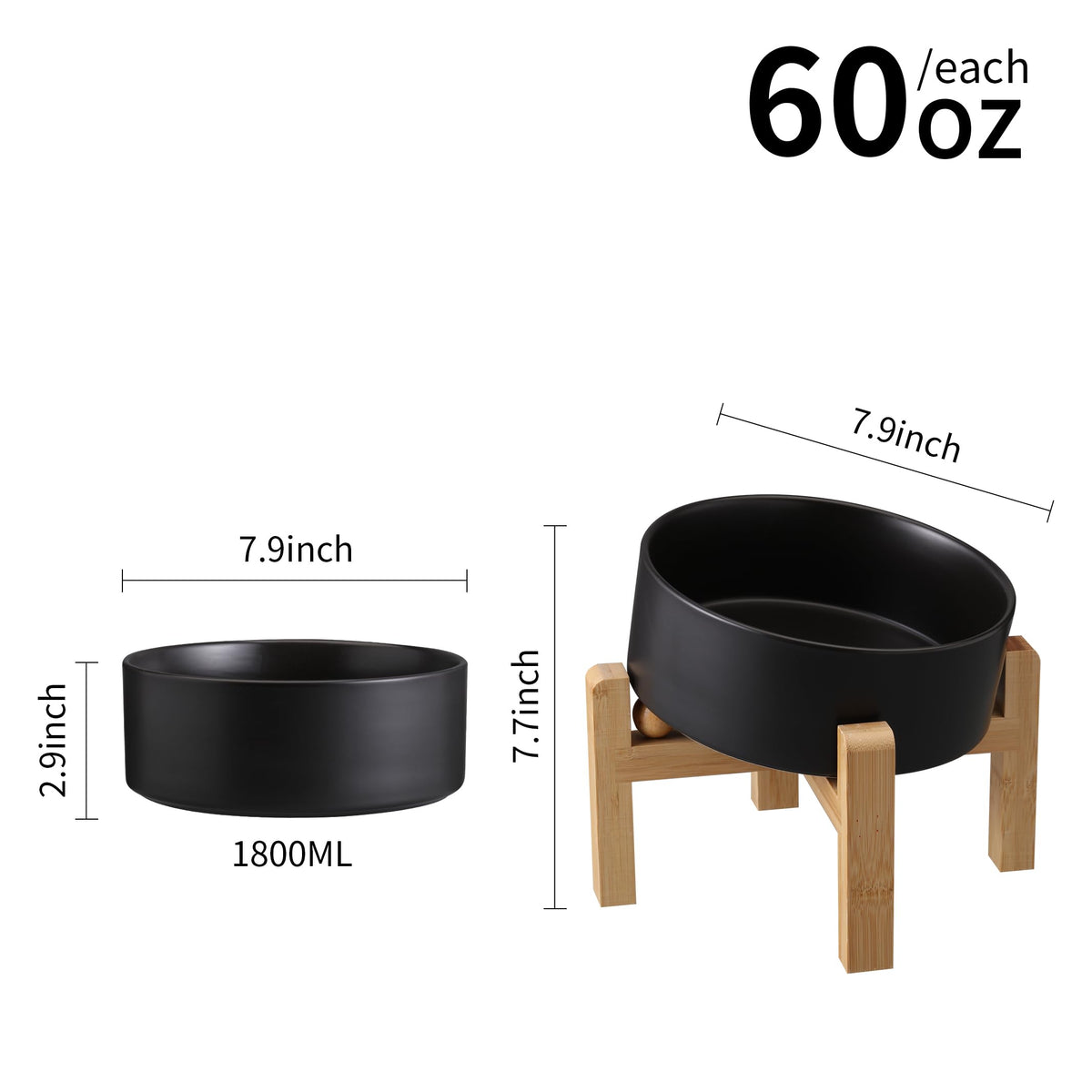 DJJJOOYS Pet Feeder in Slanted Medium & Large Dog Bowl, Black