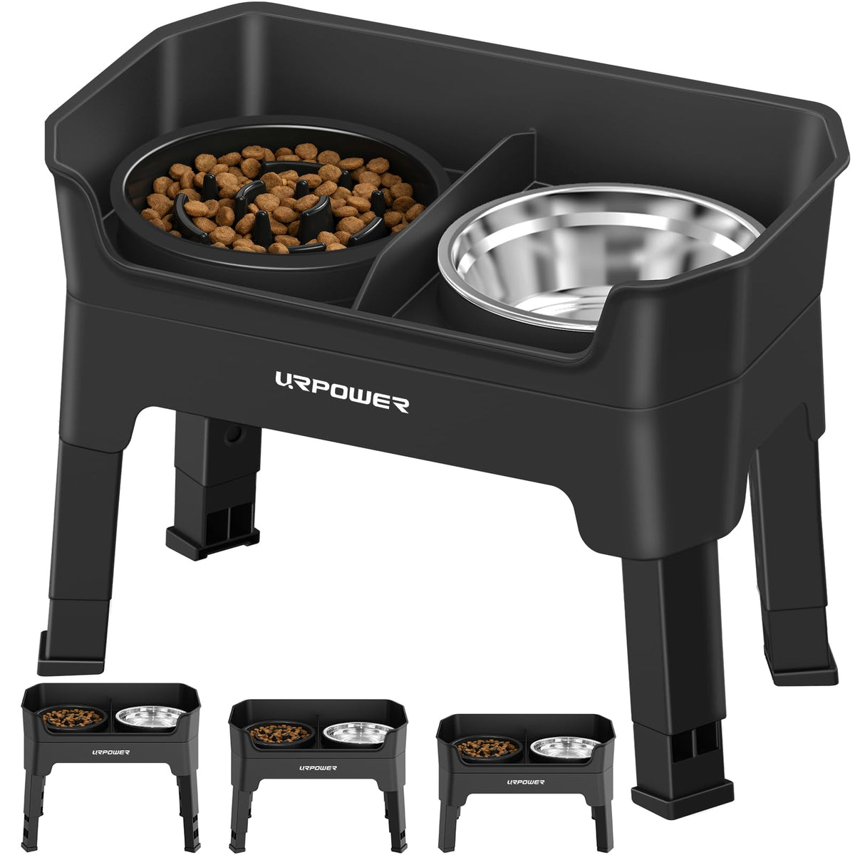 URPOWER Pet Feeder in Large, Matte Black