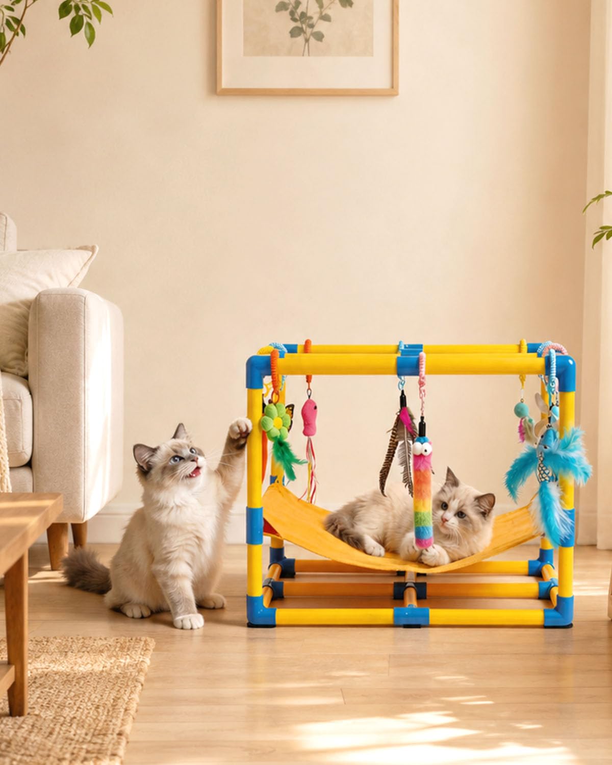 Grevigily Pet Toy in 23.6x15.7x15.7inch, Yellow + Blue