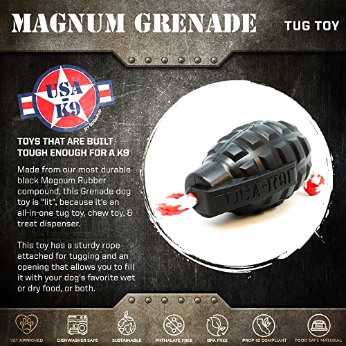 SodaPup Pet Toy in Medium, Grenade Black