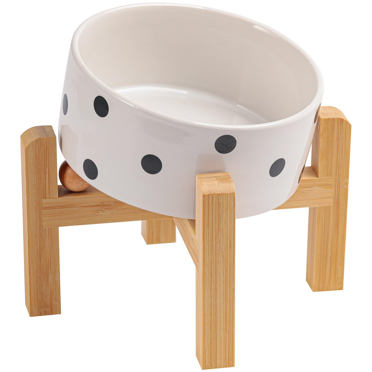 DJJJOOYS Pet Feeder in Slanted Small Dog Bowl, Black Dot
