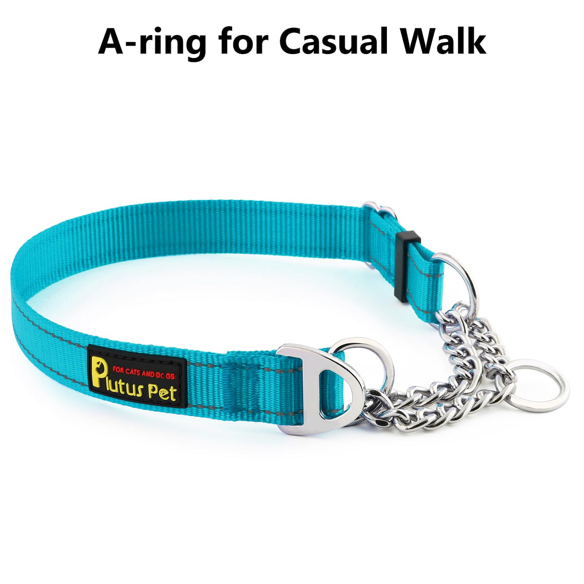 PLUTUS PET Animal Collar in Medium, Cyan