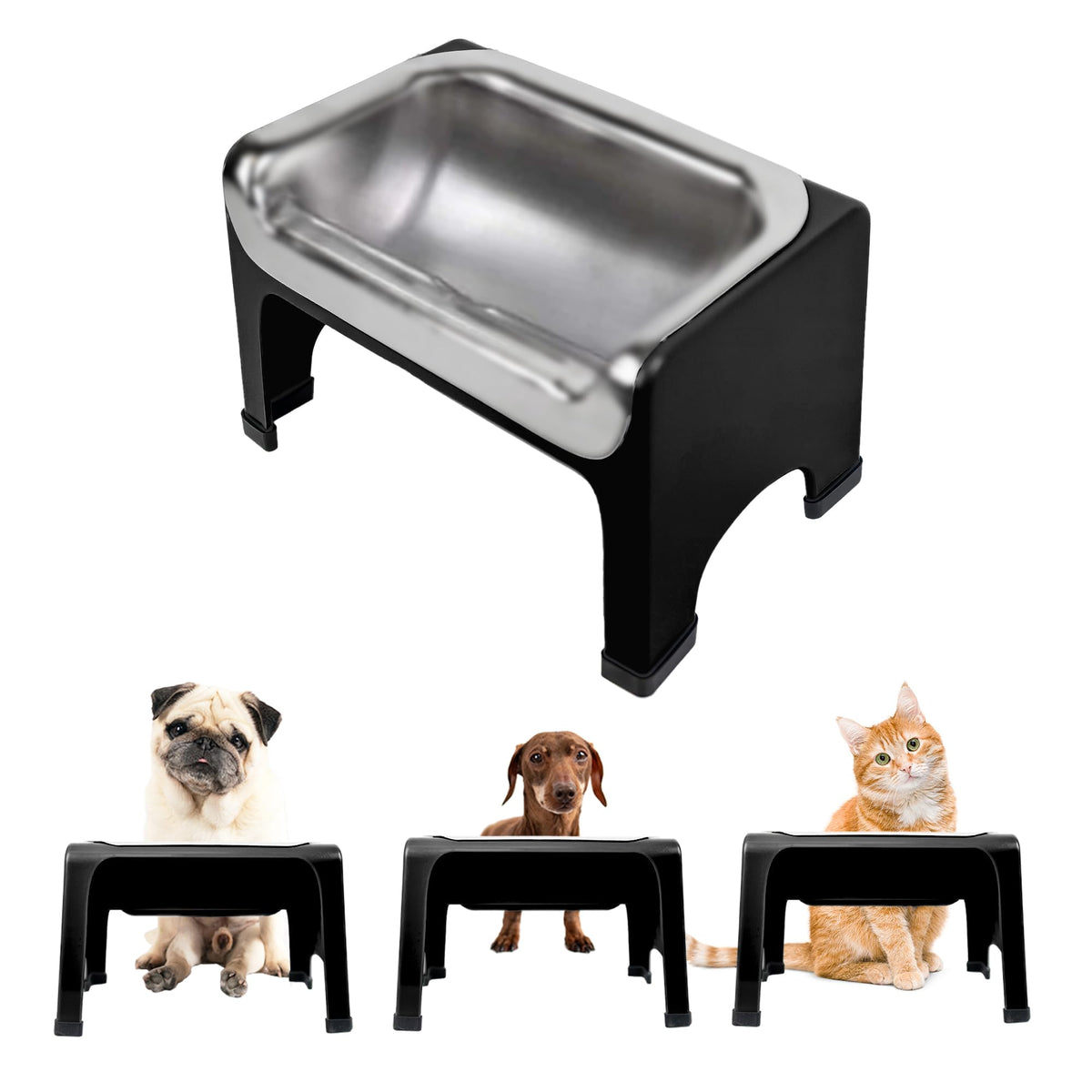 Fluff Trough Pet Feeder in Black