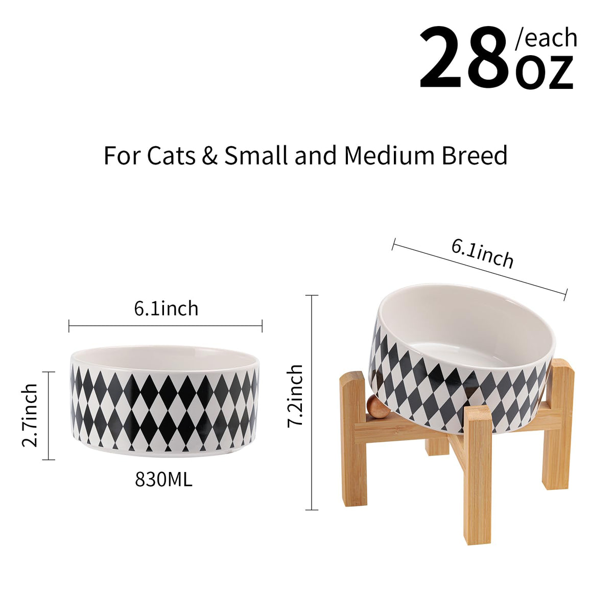DJJJOOYS Pet Feeder in Slanted Small Dog Bowl, Black Chestnut