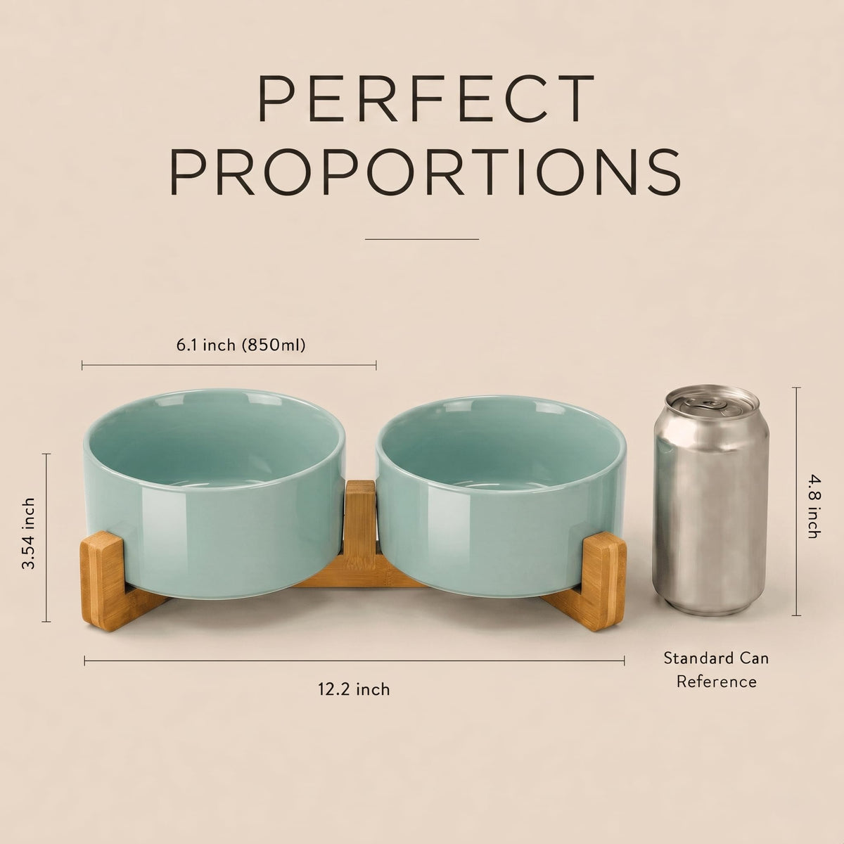 SPUNKYJUNKY Pet Feeder in 3.6 cups, Morandi Green × 2