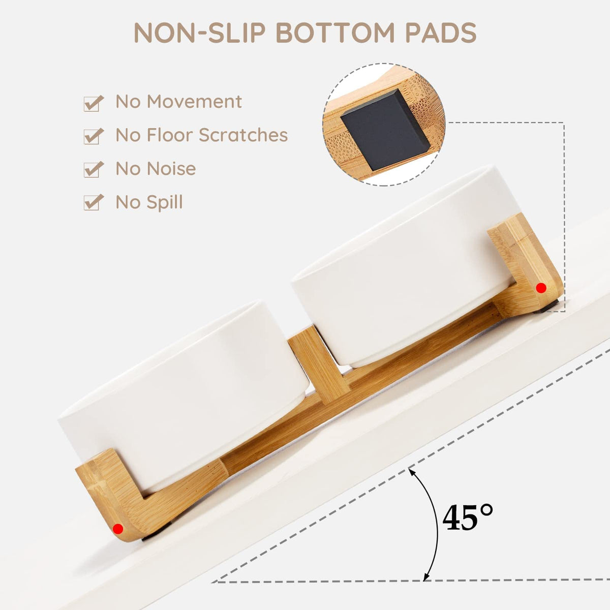 SPUNKYJUNKY Pet Feeder in 7.6 cups, White × 2