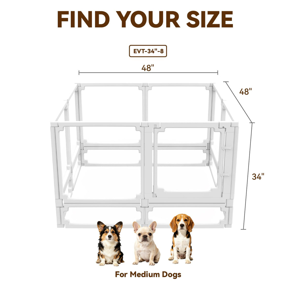 EVOTAILS Pet Playpen in 34", White