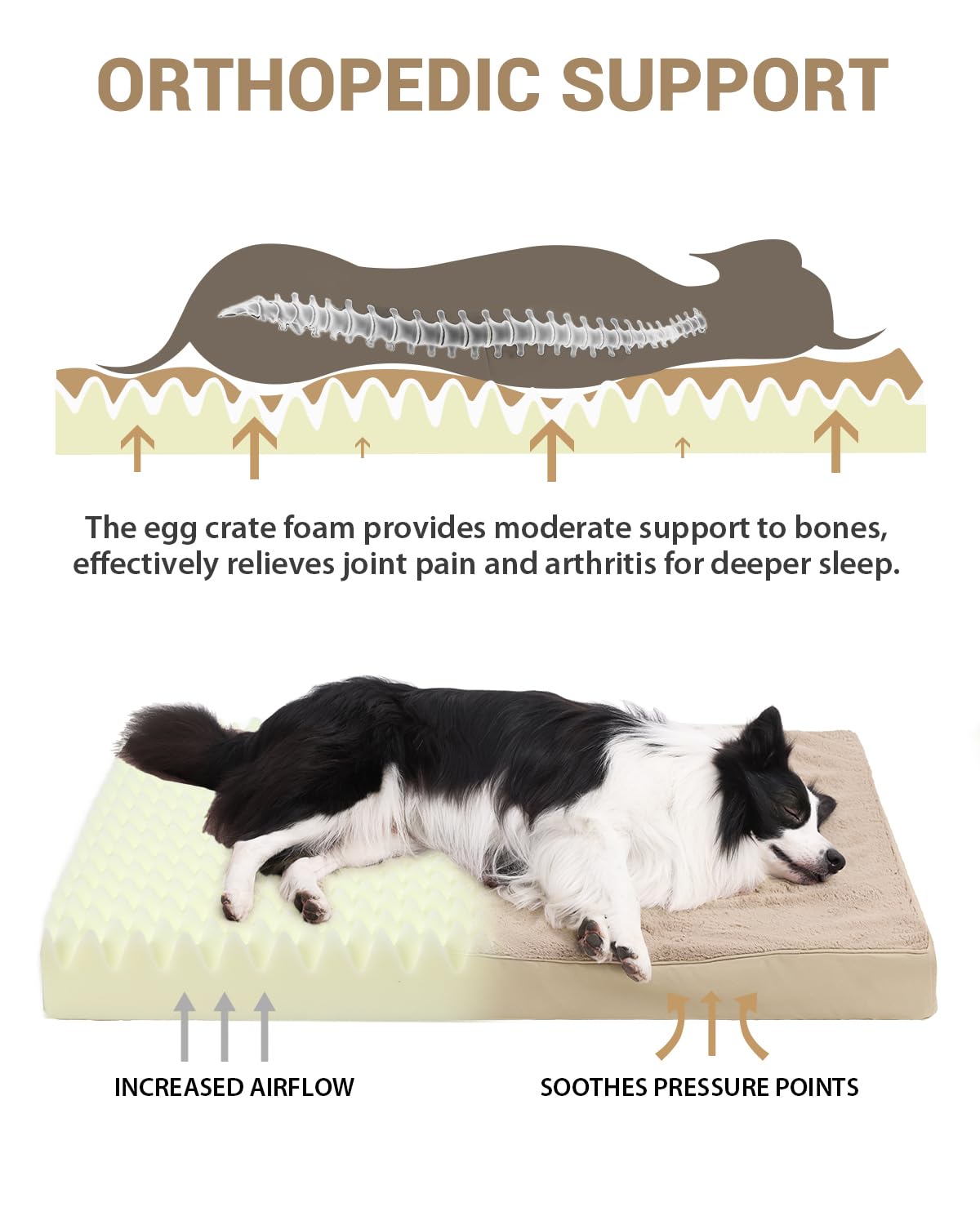 KSIIA Pet Bed Mat in 35.0"L x 22.0"W x 3.0"Th, Khaki