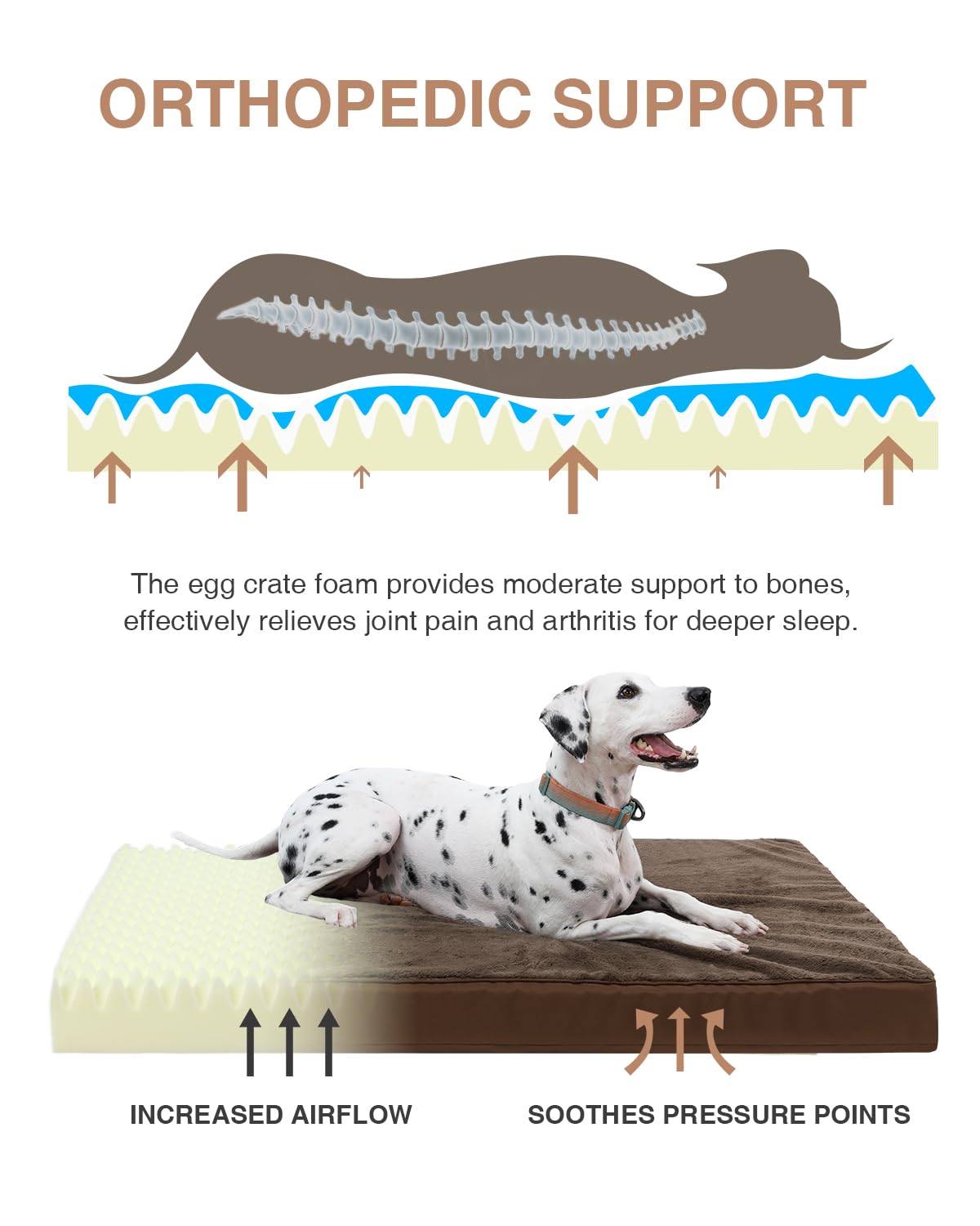 KSIIA Pet Bed Mat in 35.0"L x 22.0"W x 3.0"Th, Brown